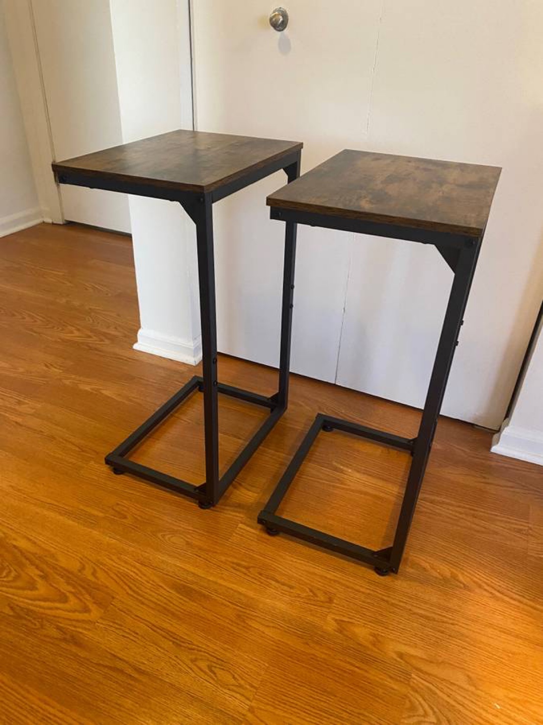 Pair of Industrial C-Shaped Side Tables