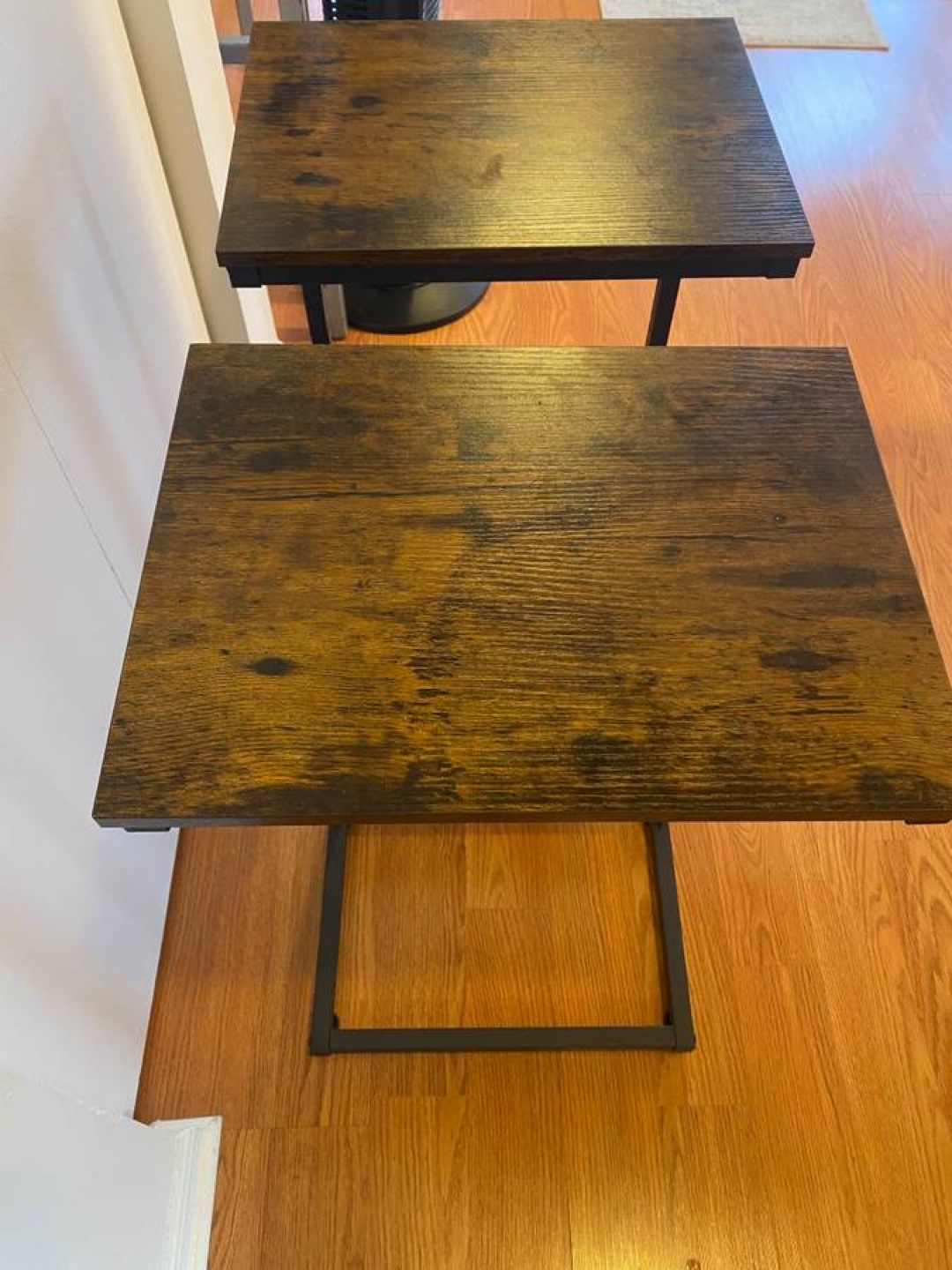 Pair of Industrial C-Shaped Side Tables - photo 2