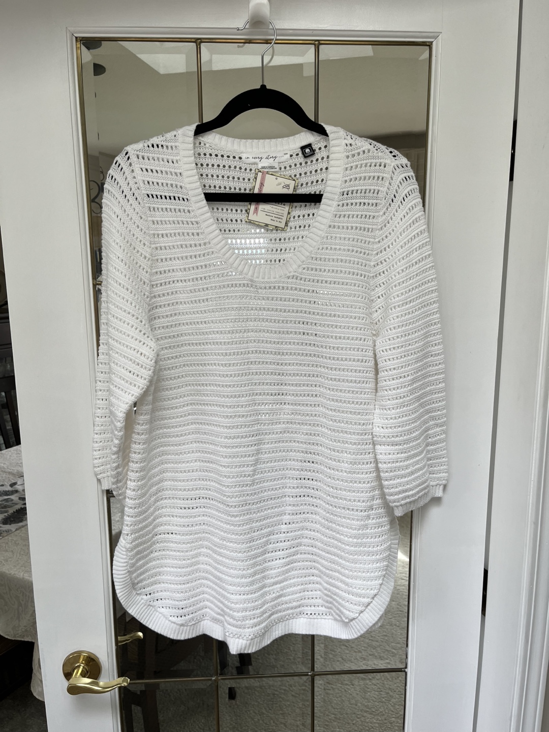 White Cotton Knit Sweater - Size 16