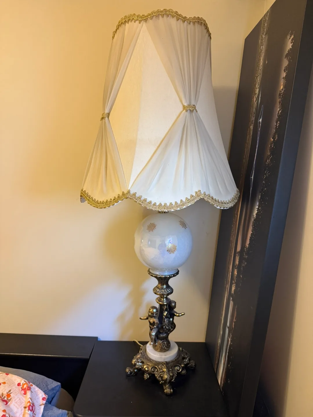 Vintage Brass Cherub Table Lamp thumbnail