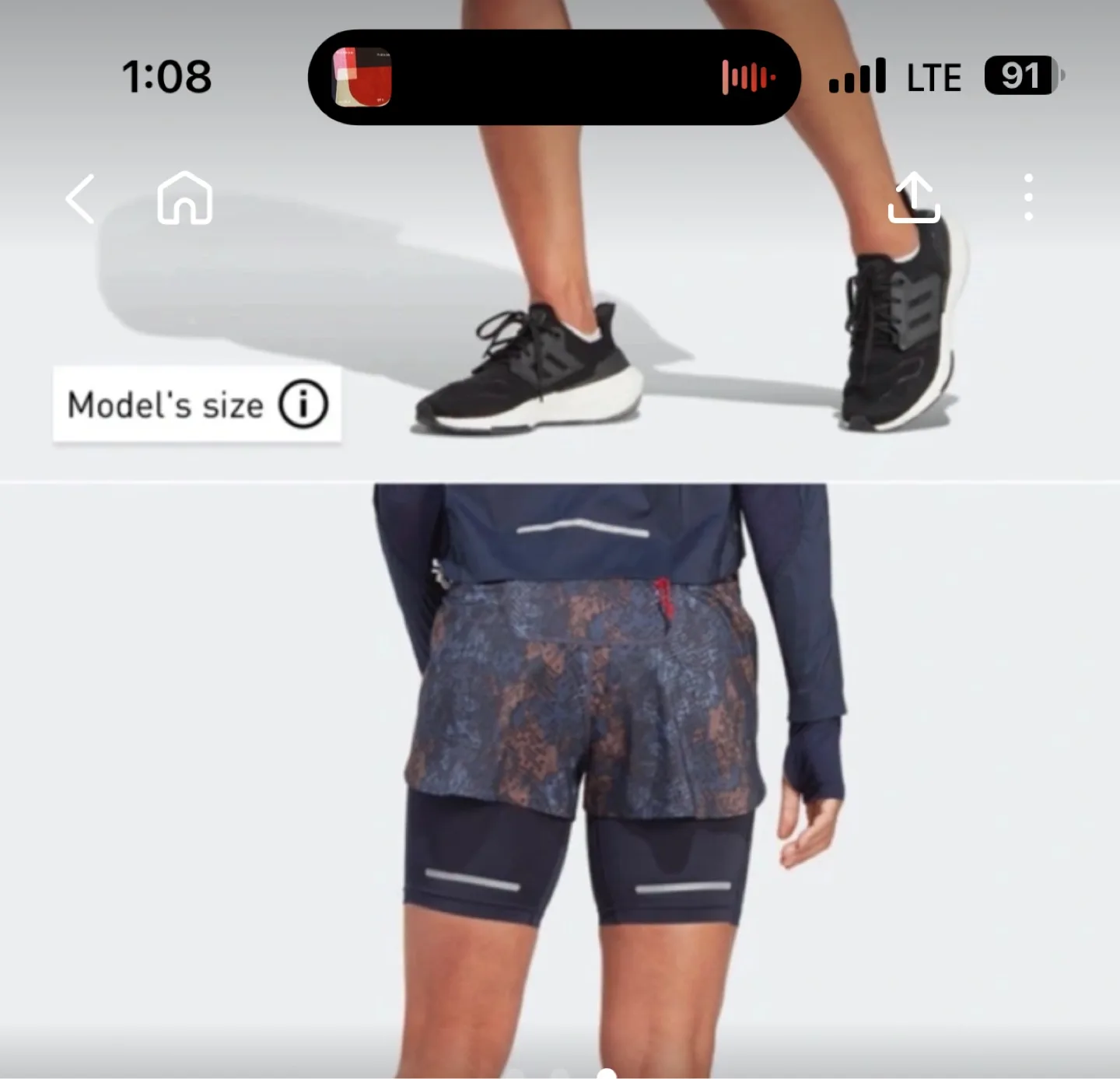 Adidas Women's 2-in-1 Running Shorts Snakeskin Print image indicator(2)