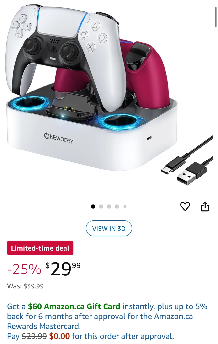NEWDERY PS5 Controller Charging Station image indicator(4)