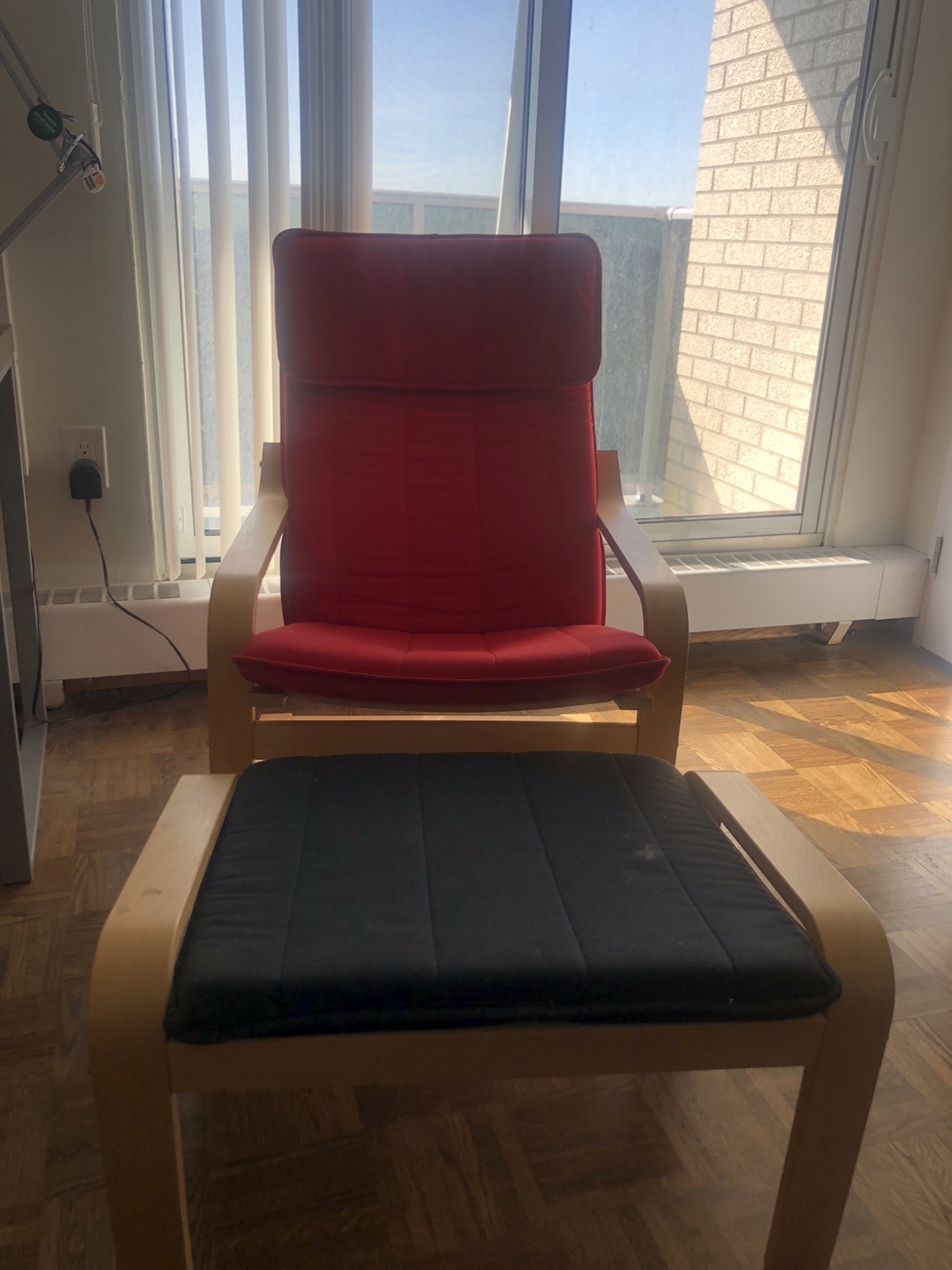 IKEA STRANDMON Wing Chair with Ottoman - Red