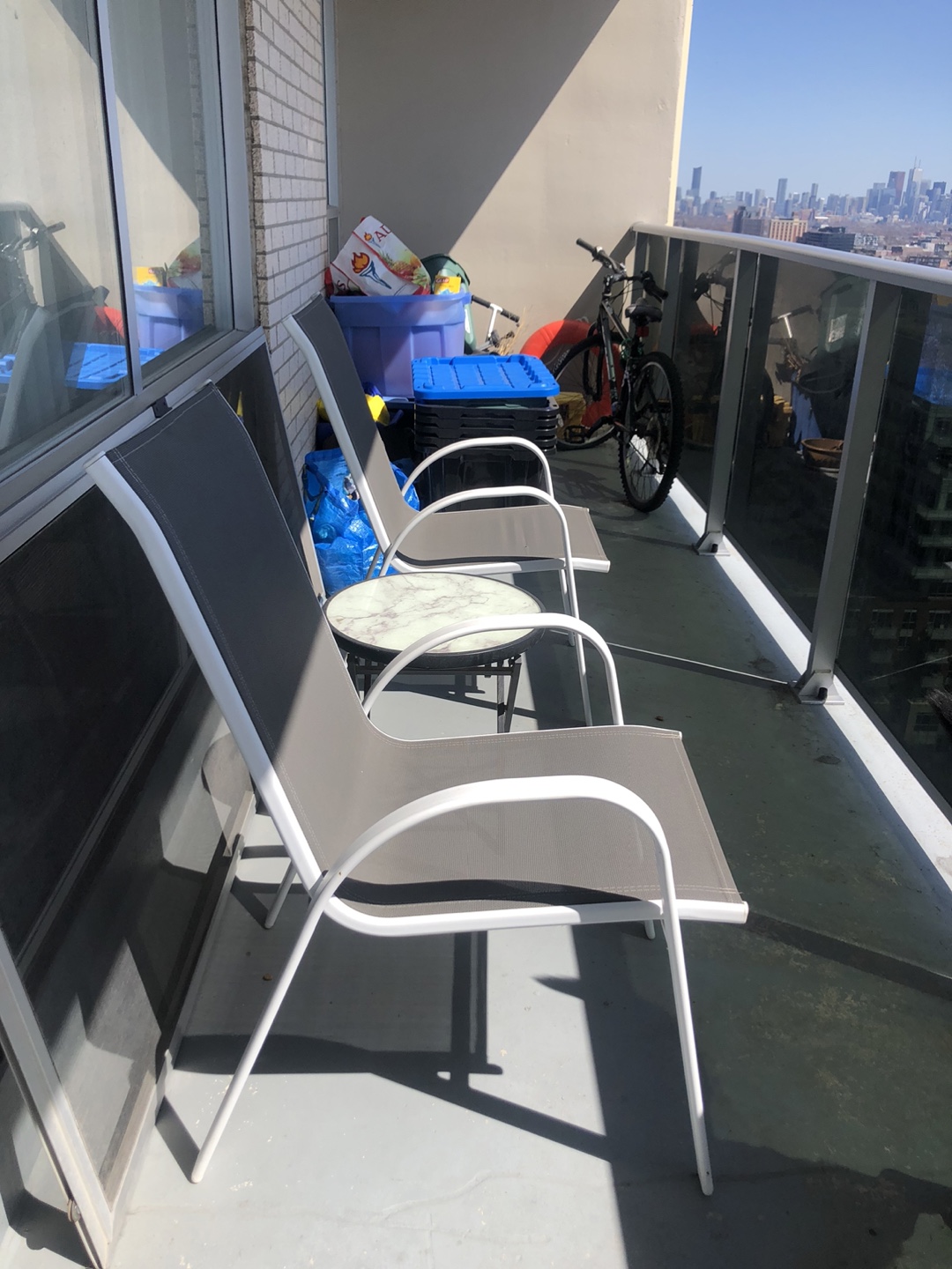 Pair of Outdoor balcony Chairs and small table