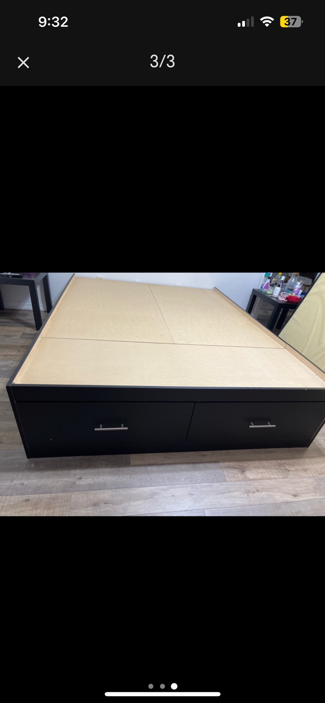 Queen platform bed frame with storage