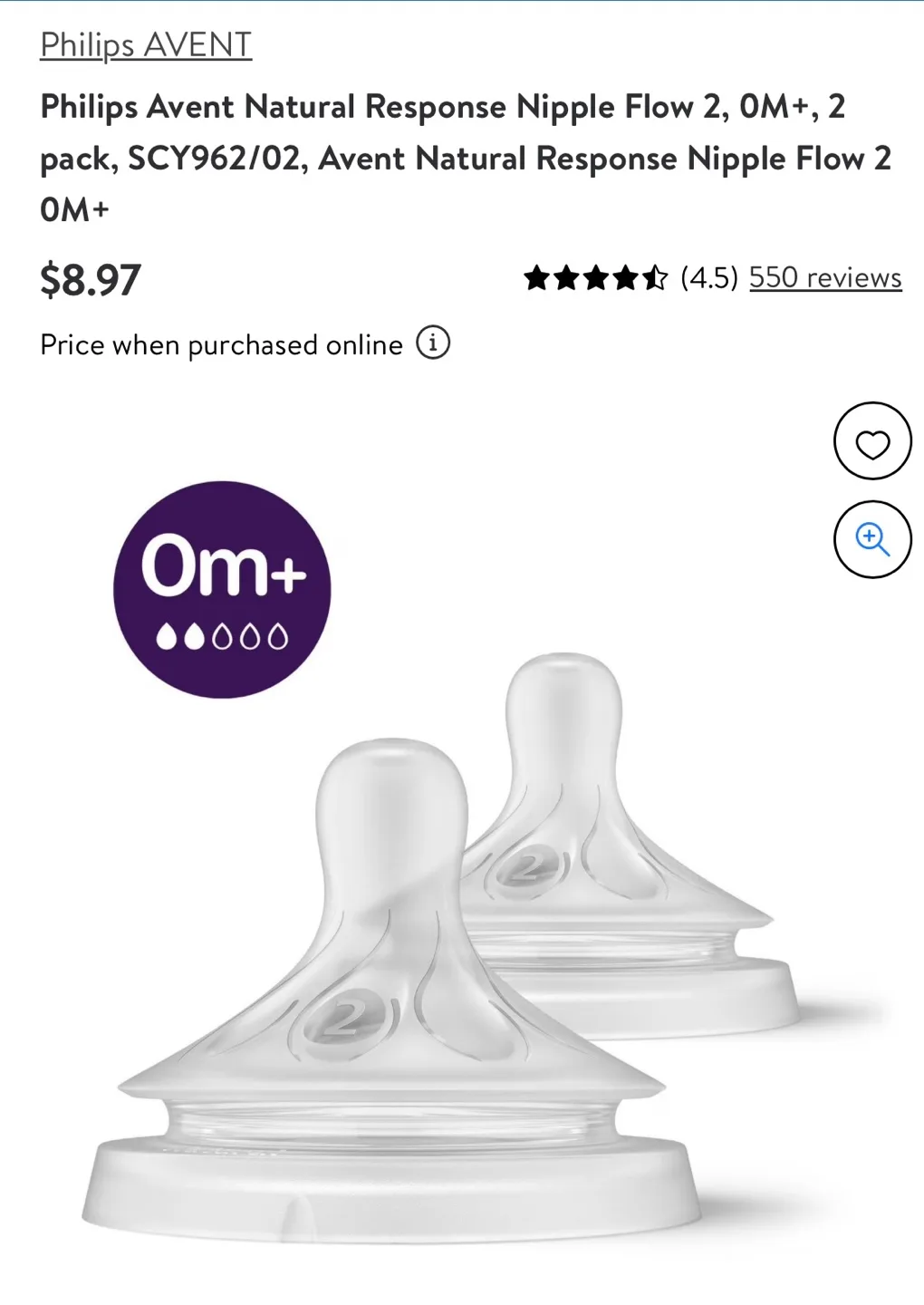 Philips Avent Natural Response Nipples - 2 Pack, Flow 2, 0m+ image indicator(2)