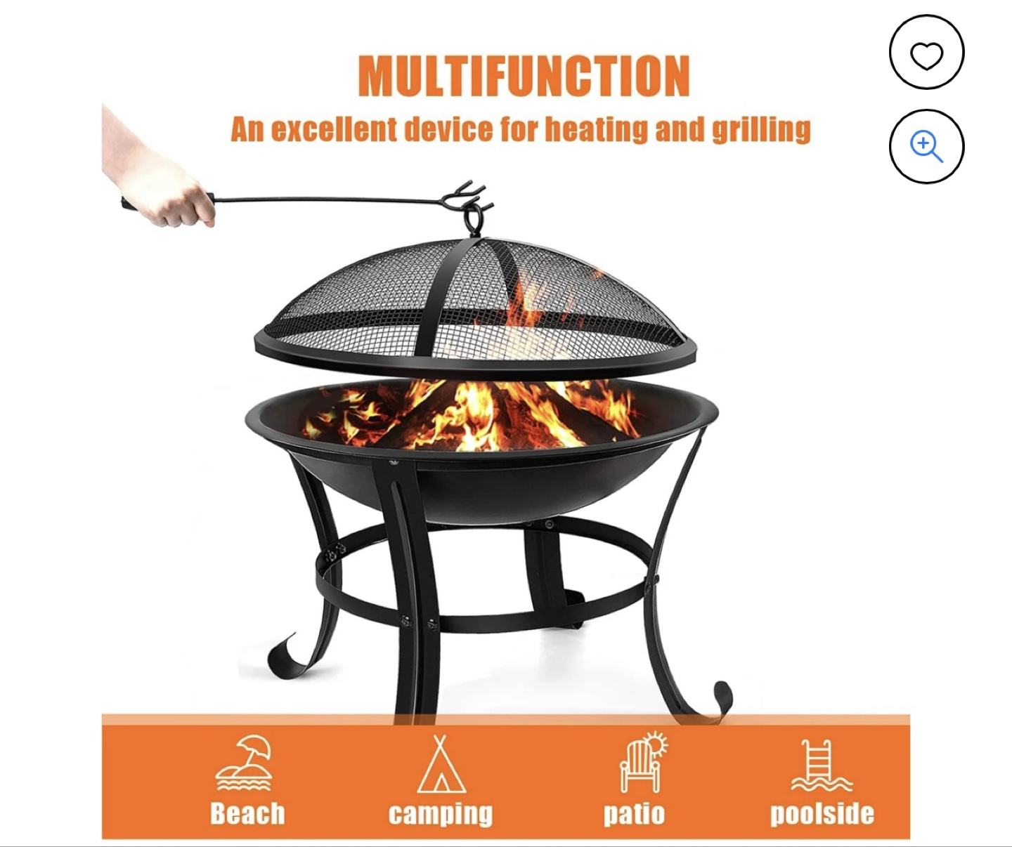 Multifunction Outdoor Fire Pit with Grill