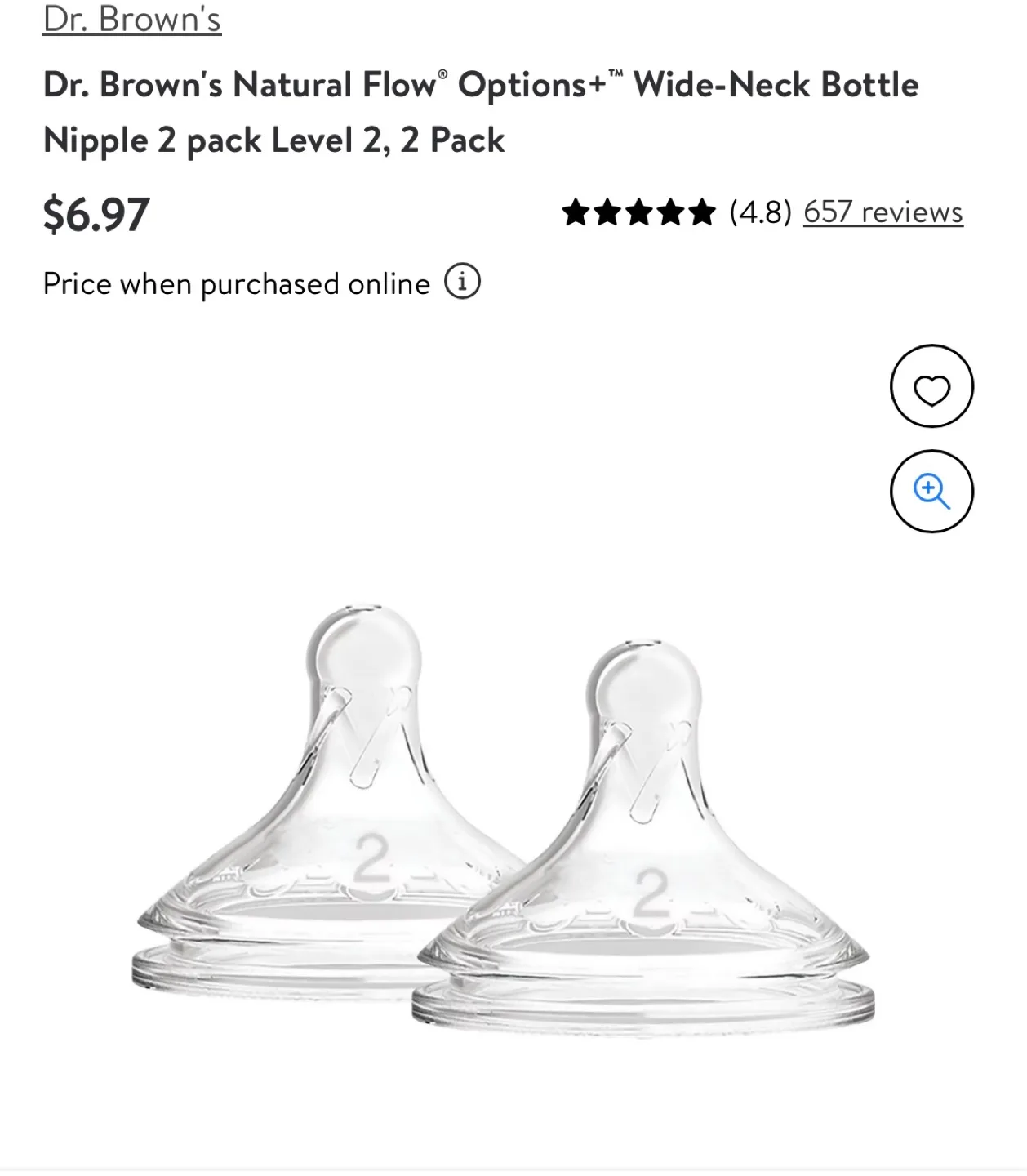 Dr Brown's Anti-Colic Nipples - Level 2 Medium Flow - 2 Pack image indicator(2)