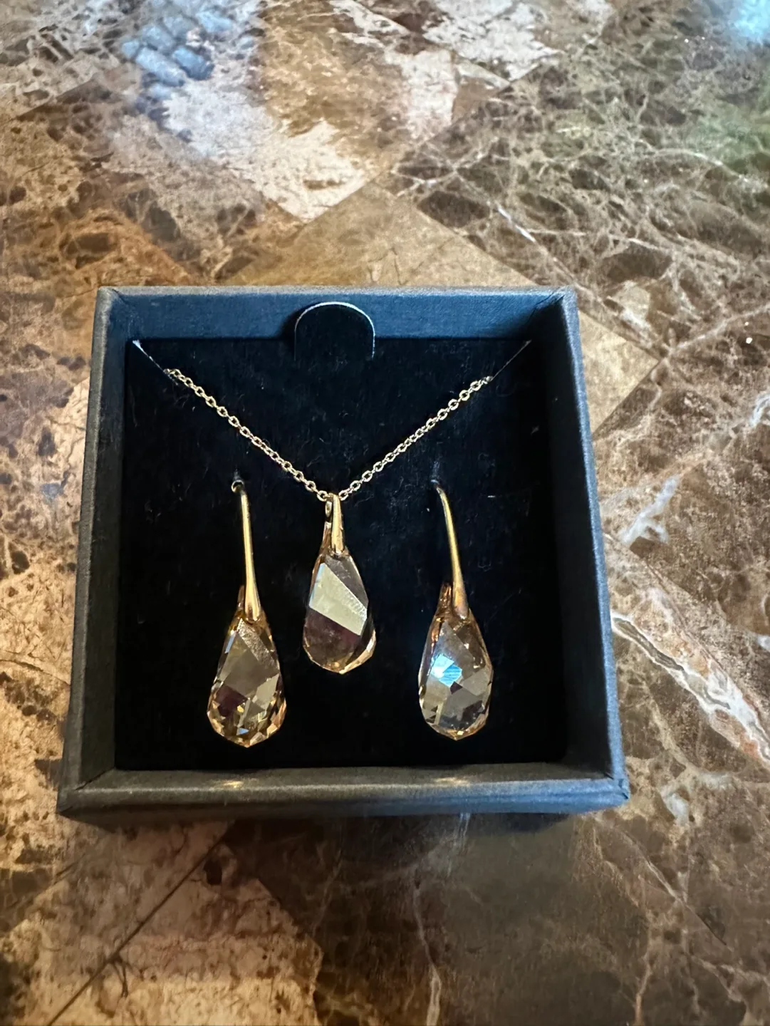 Swarovski Gold-Tone Crystal Necklace and Earrings Set image indicator(2)