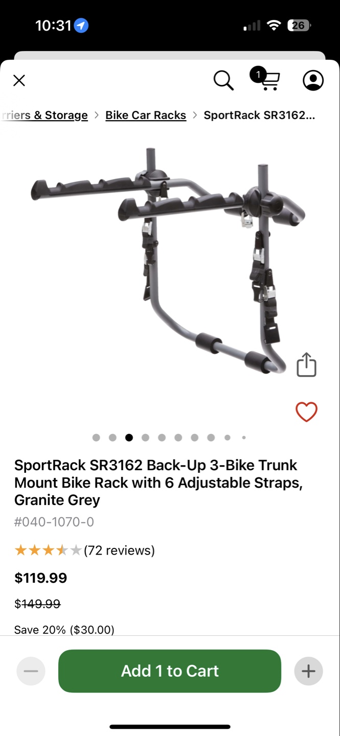 SportRack SR3162 3-Bike Trunk Mount Rack - photo 3