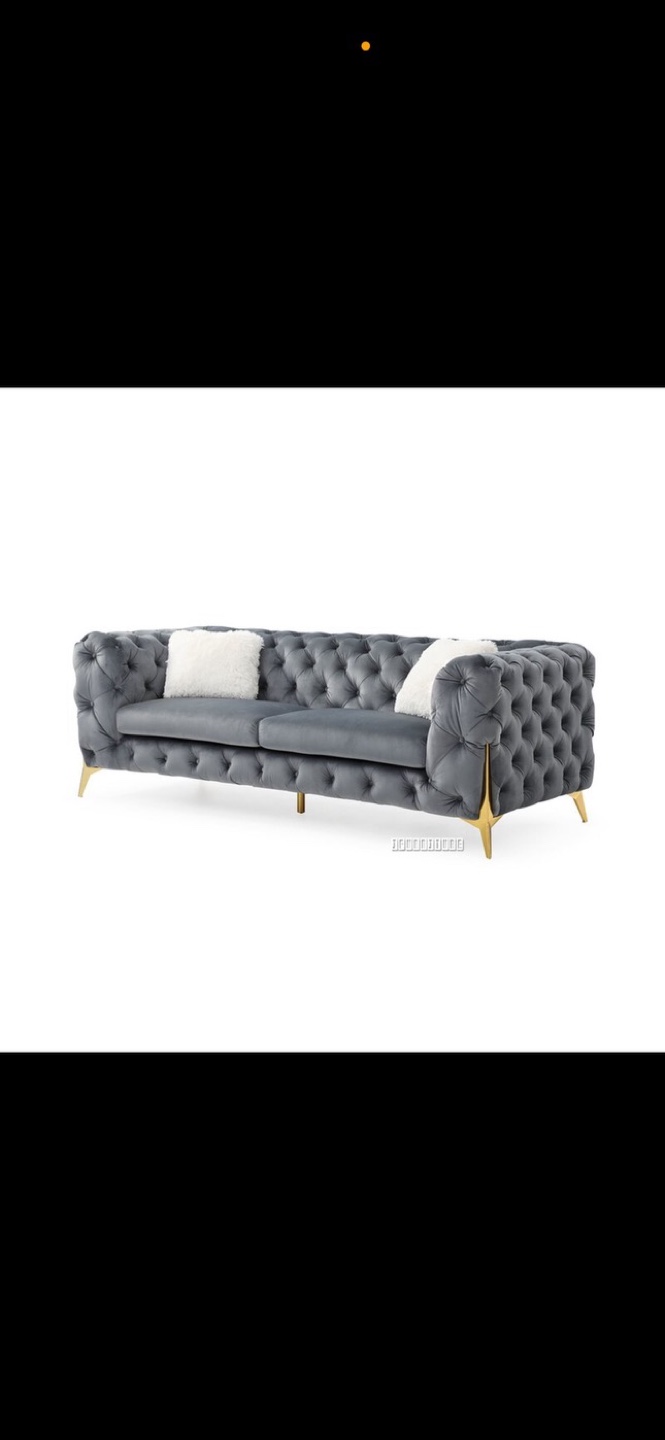 Velvet Button Tufted Sofa Set