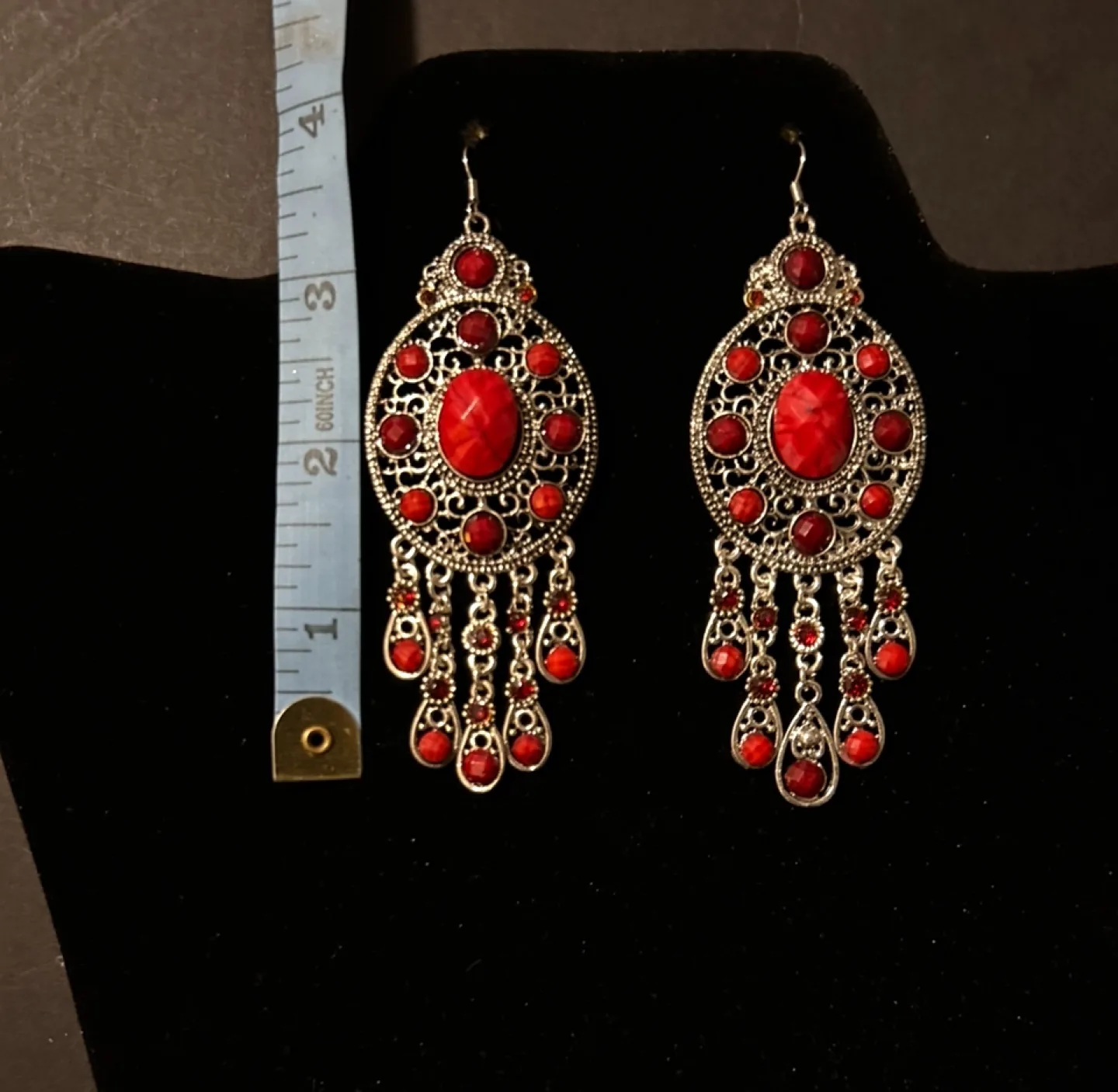 Statement Dangle Earrings - Red, Blue, or Turquoise image indicator(2)