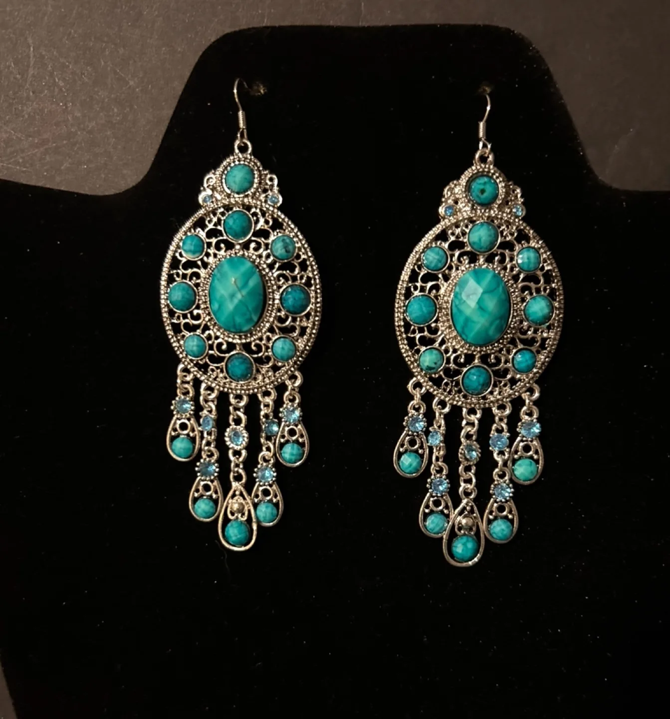 Statement Dangle Earrings - Red, Blue, or Turquoise image indicator(5)