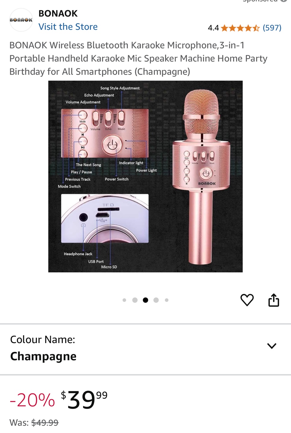 BONAOK Wireless Bluetooth Karaoke Microphone - photo 3