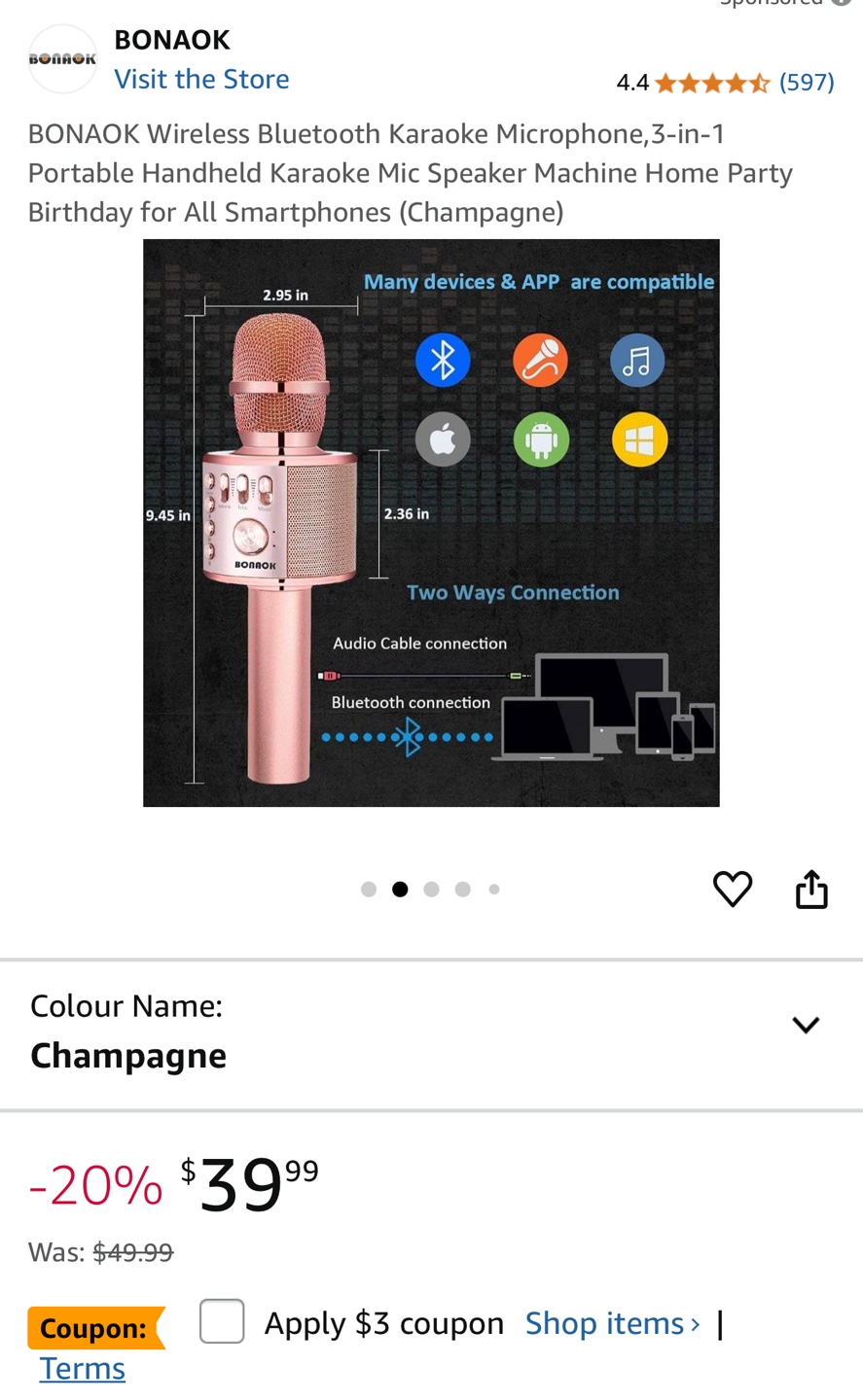 BONAOK Wireless Bluetooth Karaoke Microphone - photo 2