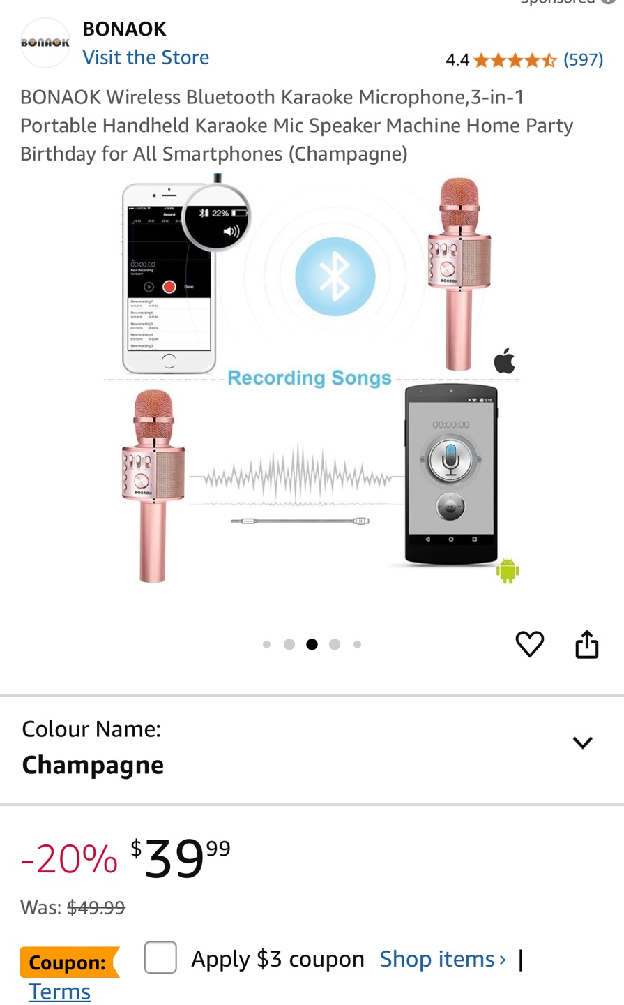BONAOK Wireless Bluetooth Karaoke Microphone - photo 4