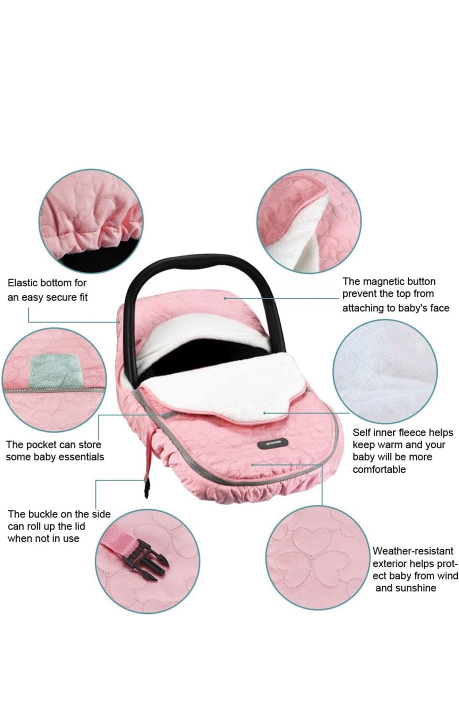 YooFoss Baby Car Seat Cover - Pink - photo 2