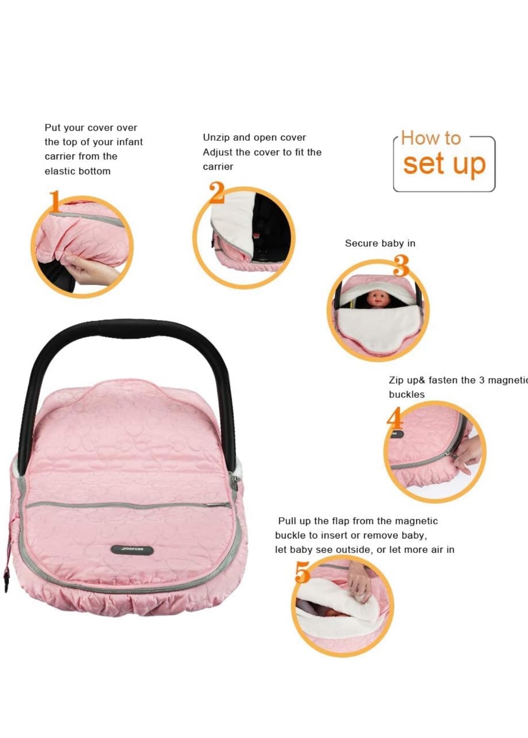 YooFoss Baby Car Seat Cover - Pink - photo 4