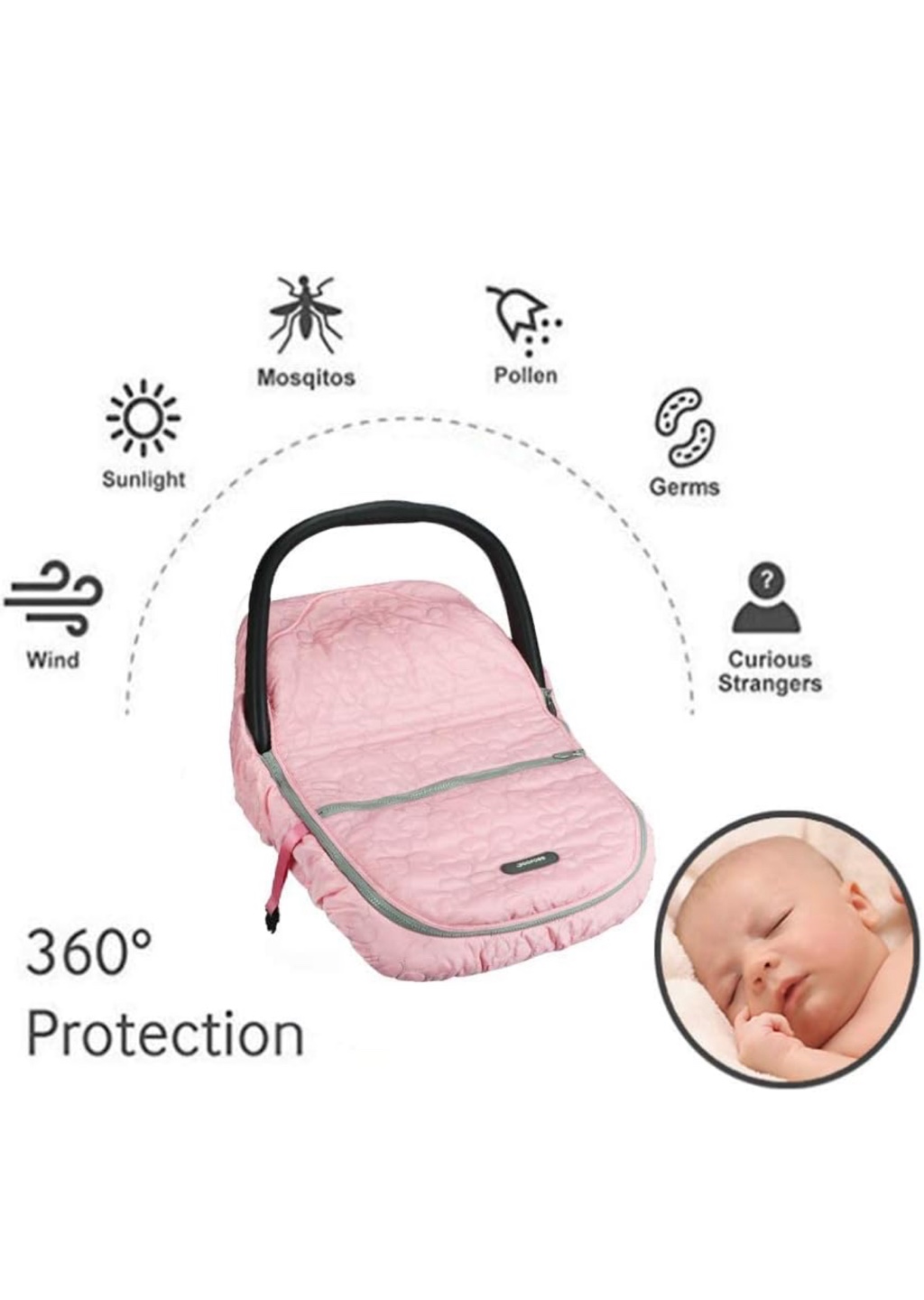 YooFoss Baby Car Seat Cover - Pink - photo 5