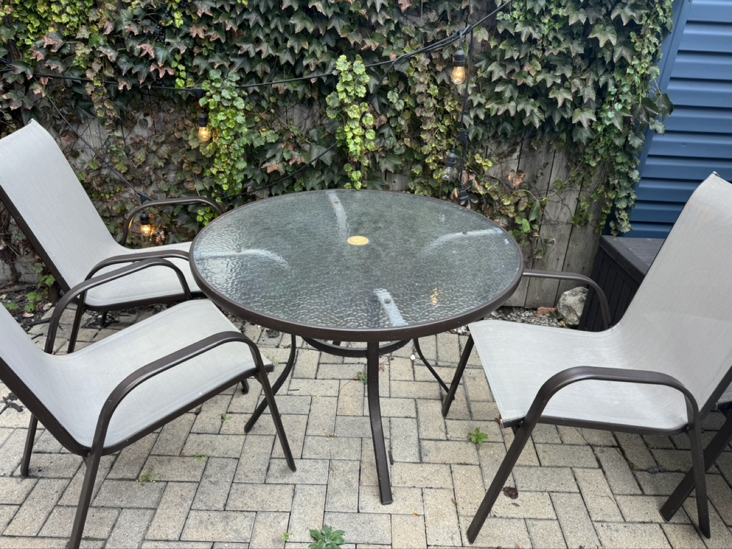4-Piece Patio Set with Glass Top Table