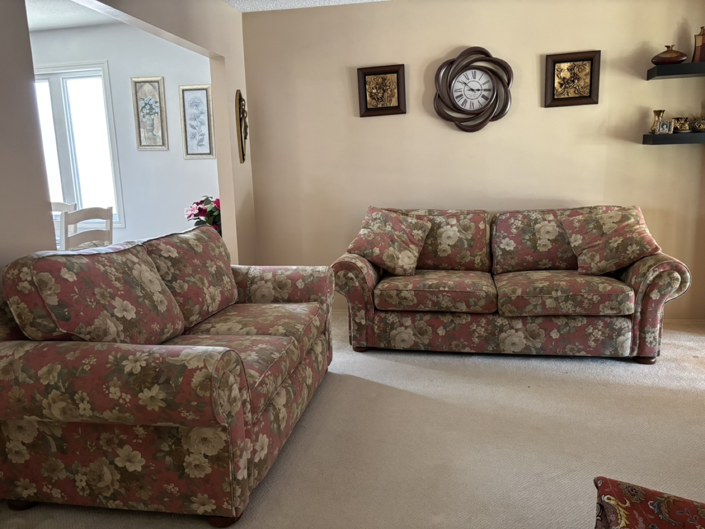 Floral Loveseat and Sofa Set