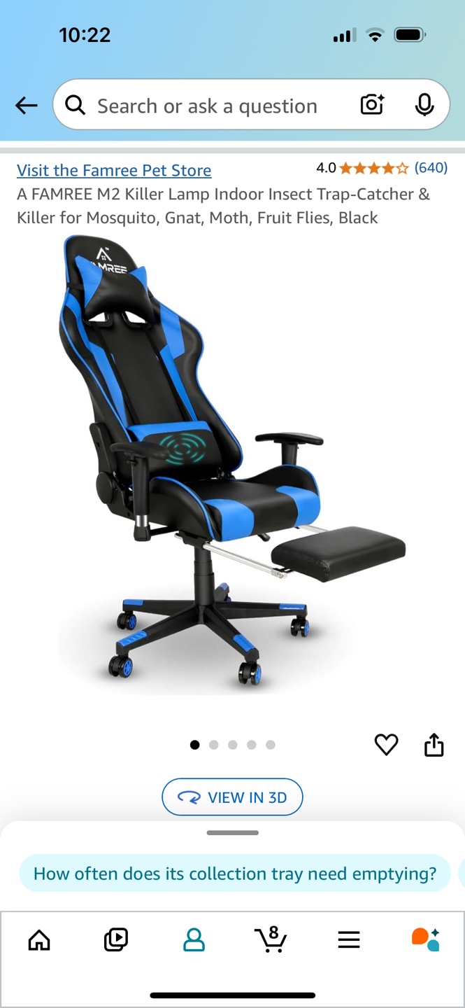 FAMREE Gaming Chair with Footrest - Black and Blue