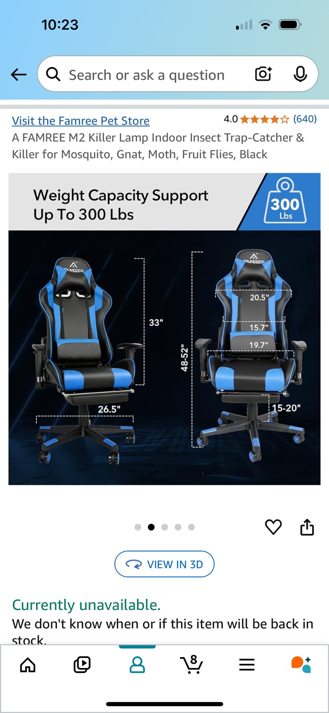 FAMREE Gaming Chair with Footrest - Black and Blue - photo 4