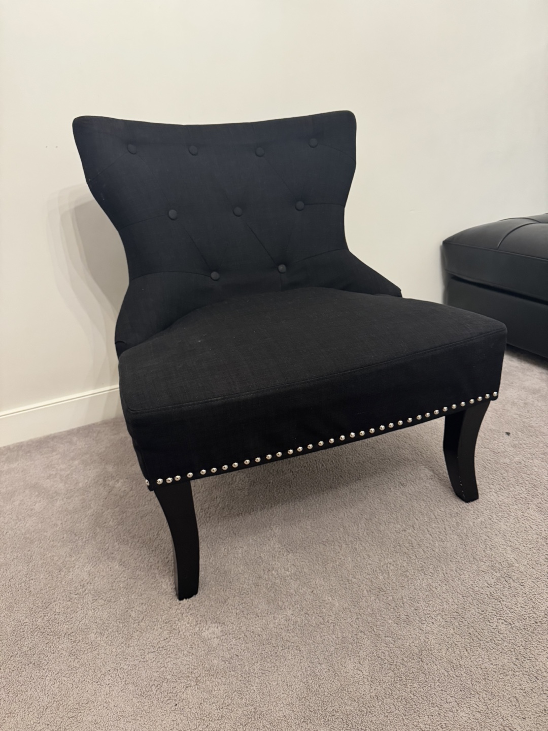 Black Accent Chair with Nailhead Trim - photo 2