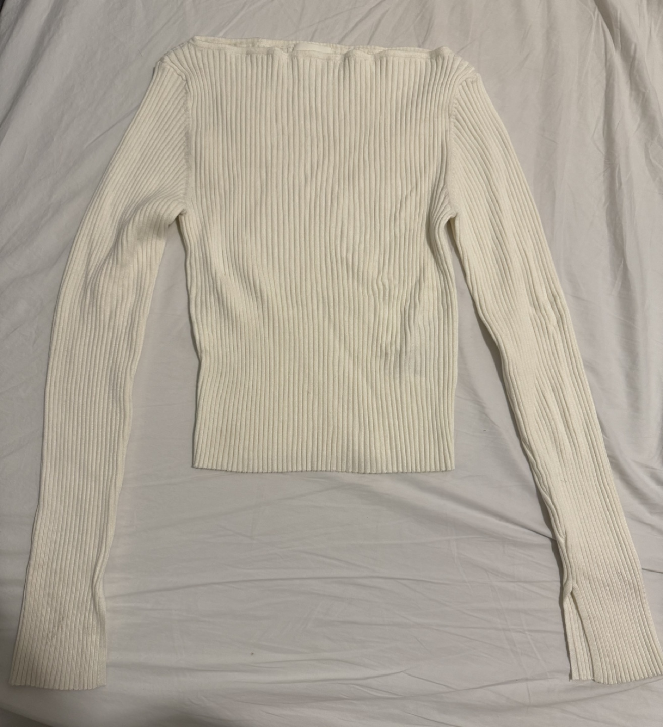 H&M White Ribbed Knit Sweater
