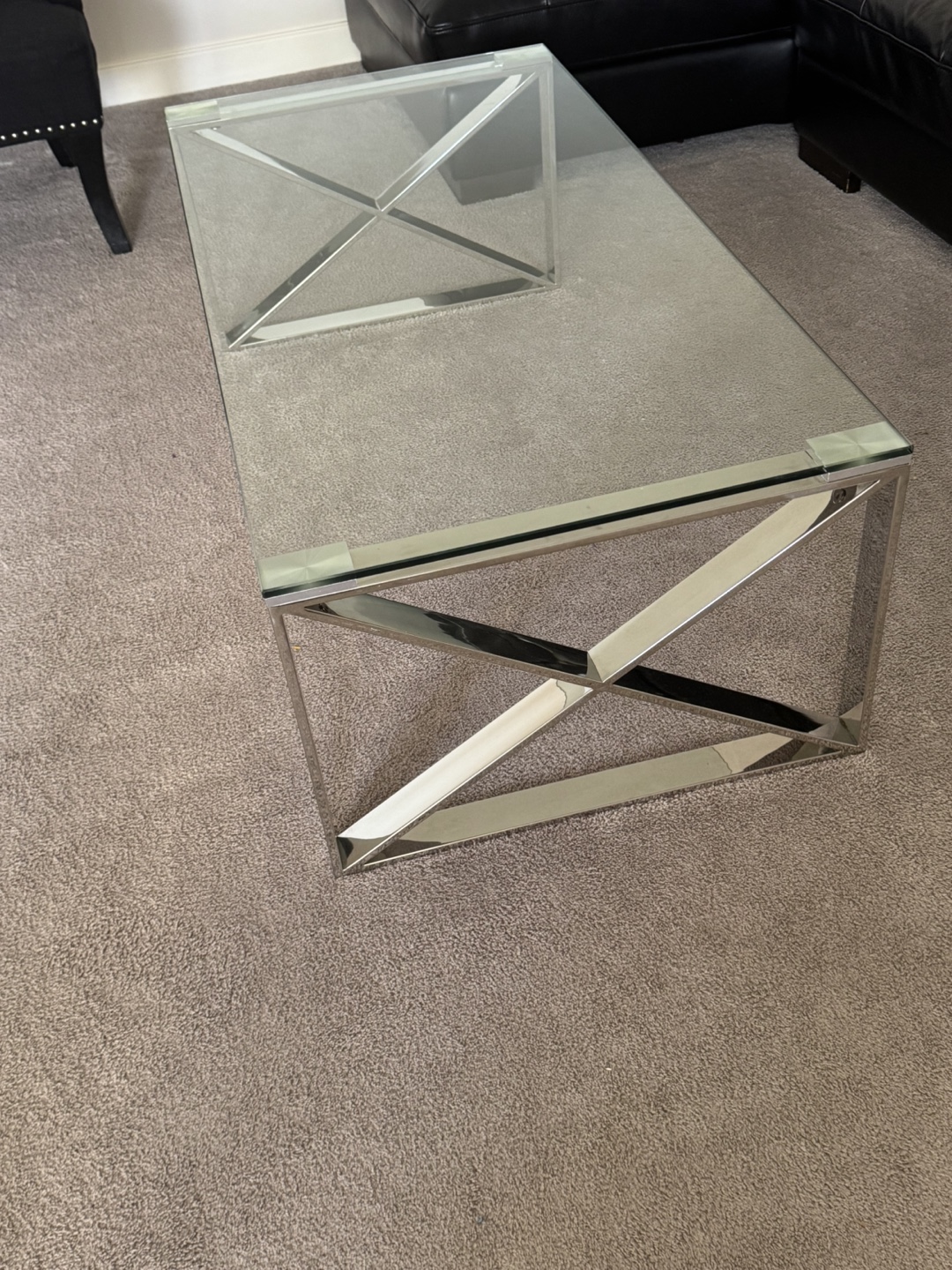 Modern Glass Coffee Table with Stainless Steel Frame - photo 4