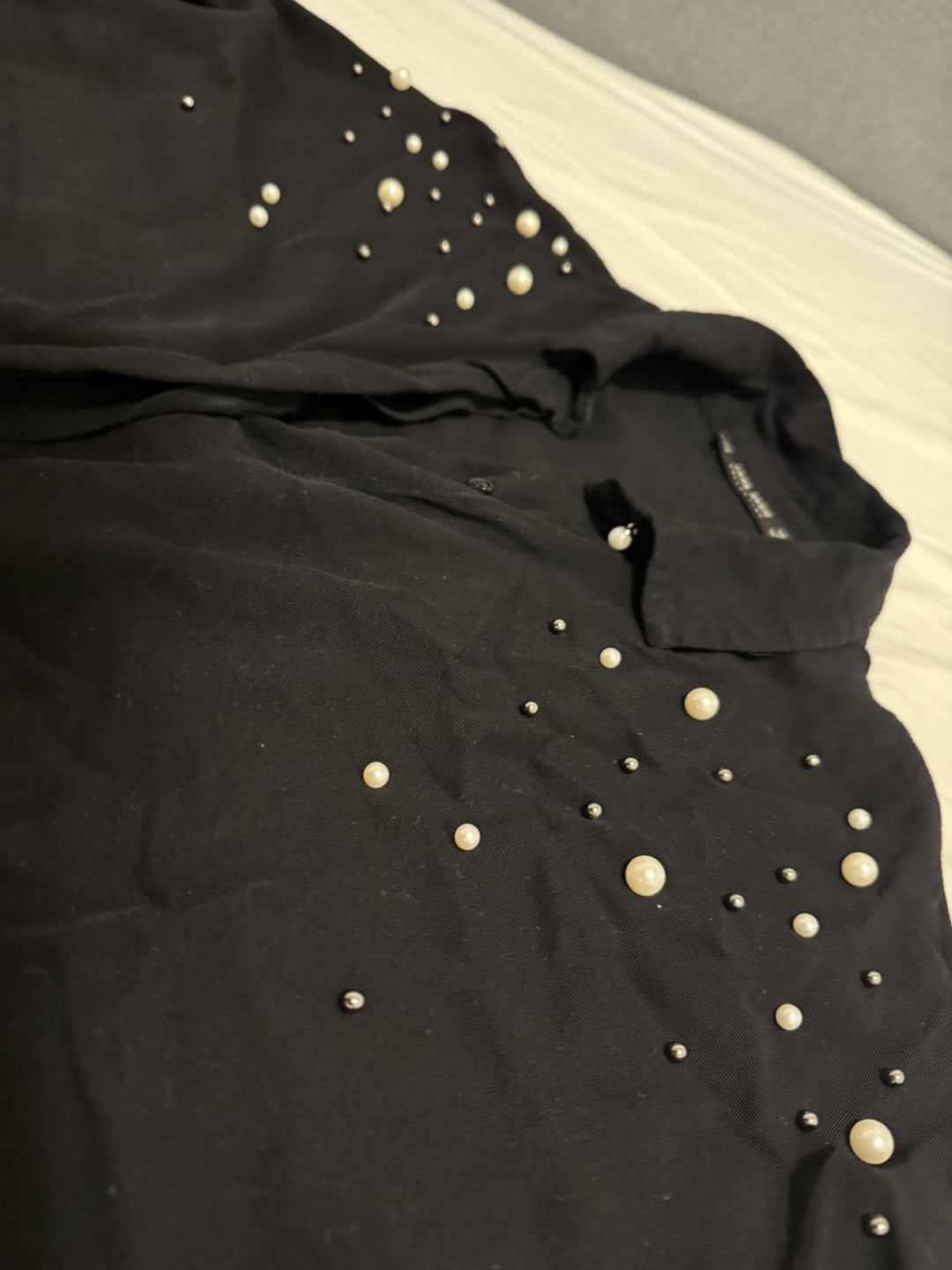 Zara Basic Collection Pearl-Embellished Blouse - photo 3