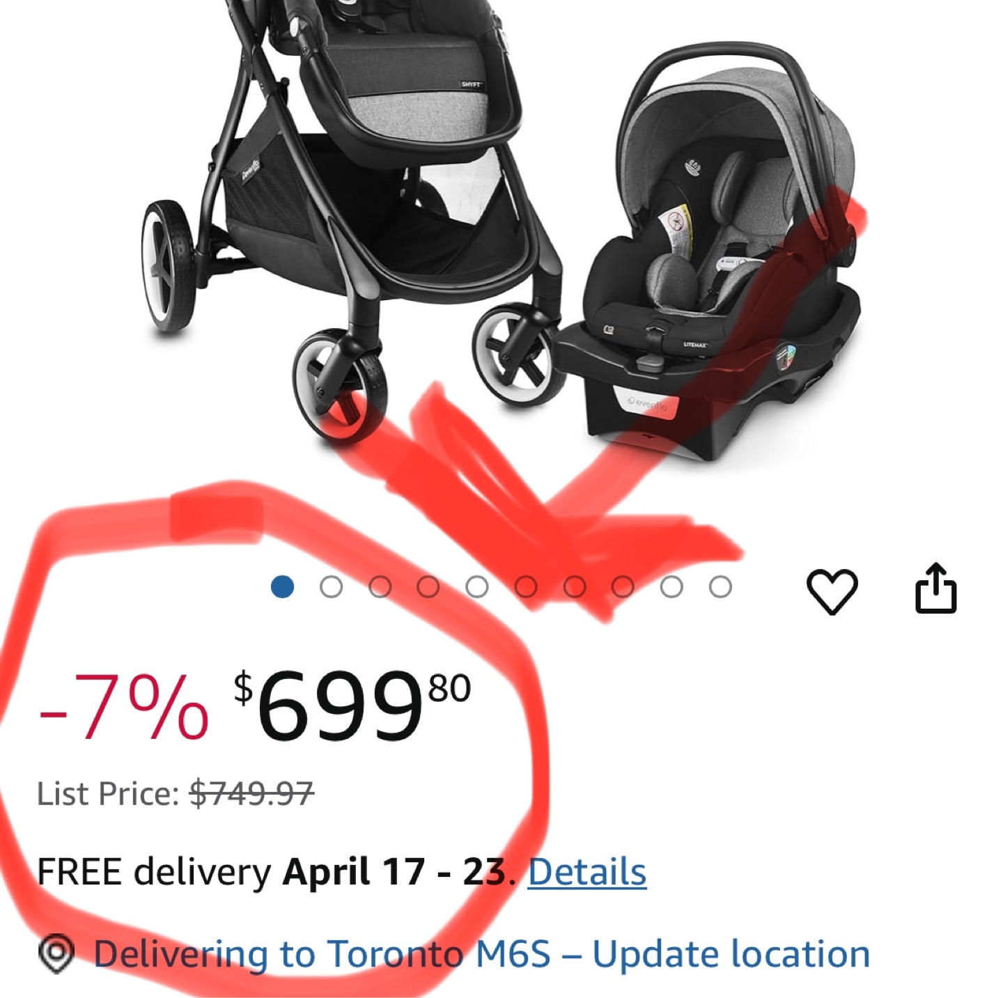 Evenflo Stroller with Infant Car Seat - photo 2