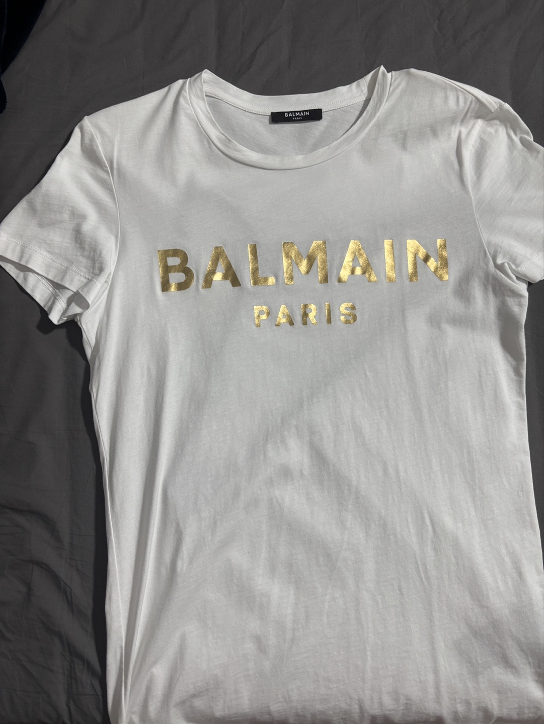 Balmain Paris Gold Logo T-Shirt - XS