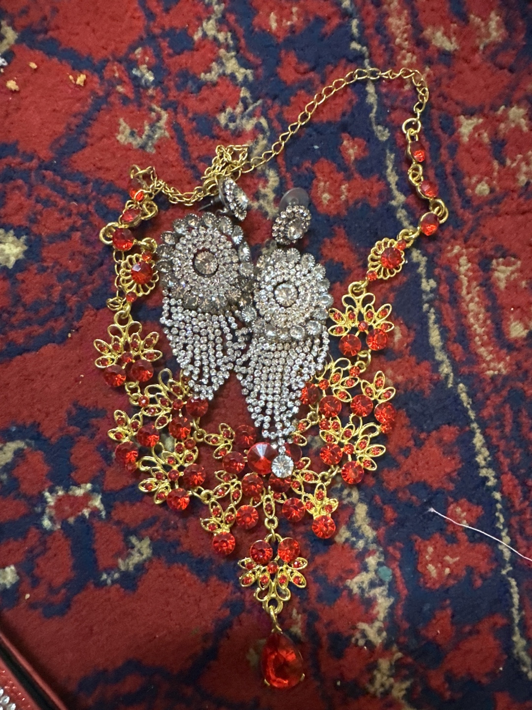 Red and Clear Rhinestone Jewellery Set
