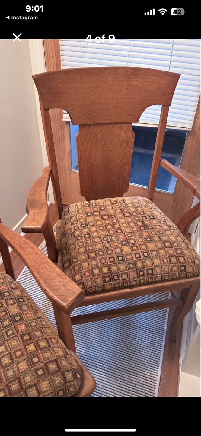 Pair of Vintage Solid Oak Wooden Armchairs - photo 3