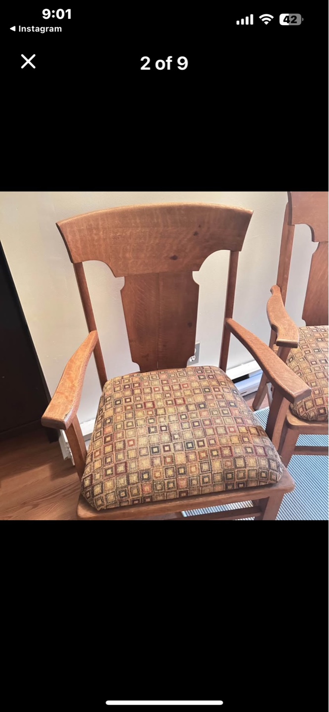 Pair of Vintage Solid Oak Wooden Armchairs - photo 4