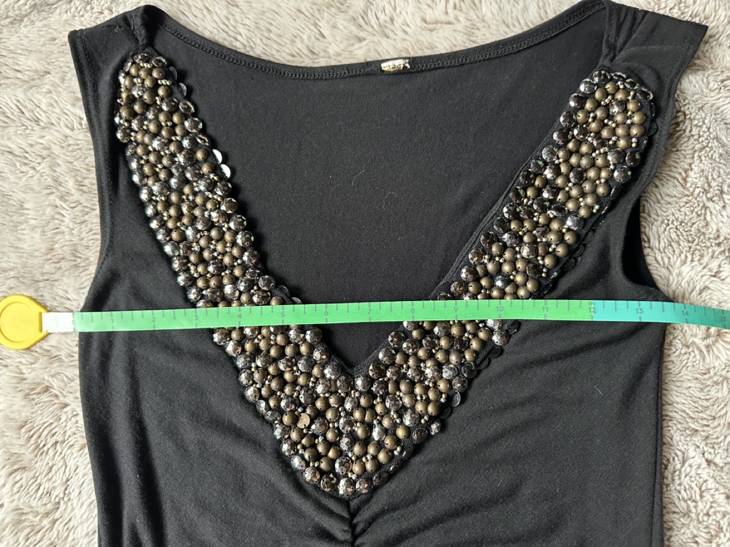 Black Beaded Mini Dress Size Small - photo 2