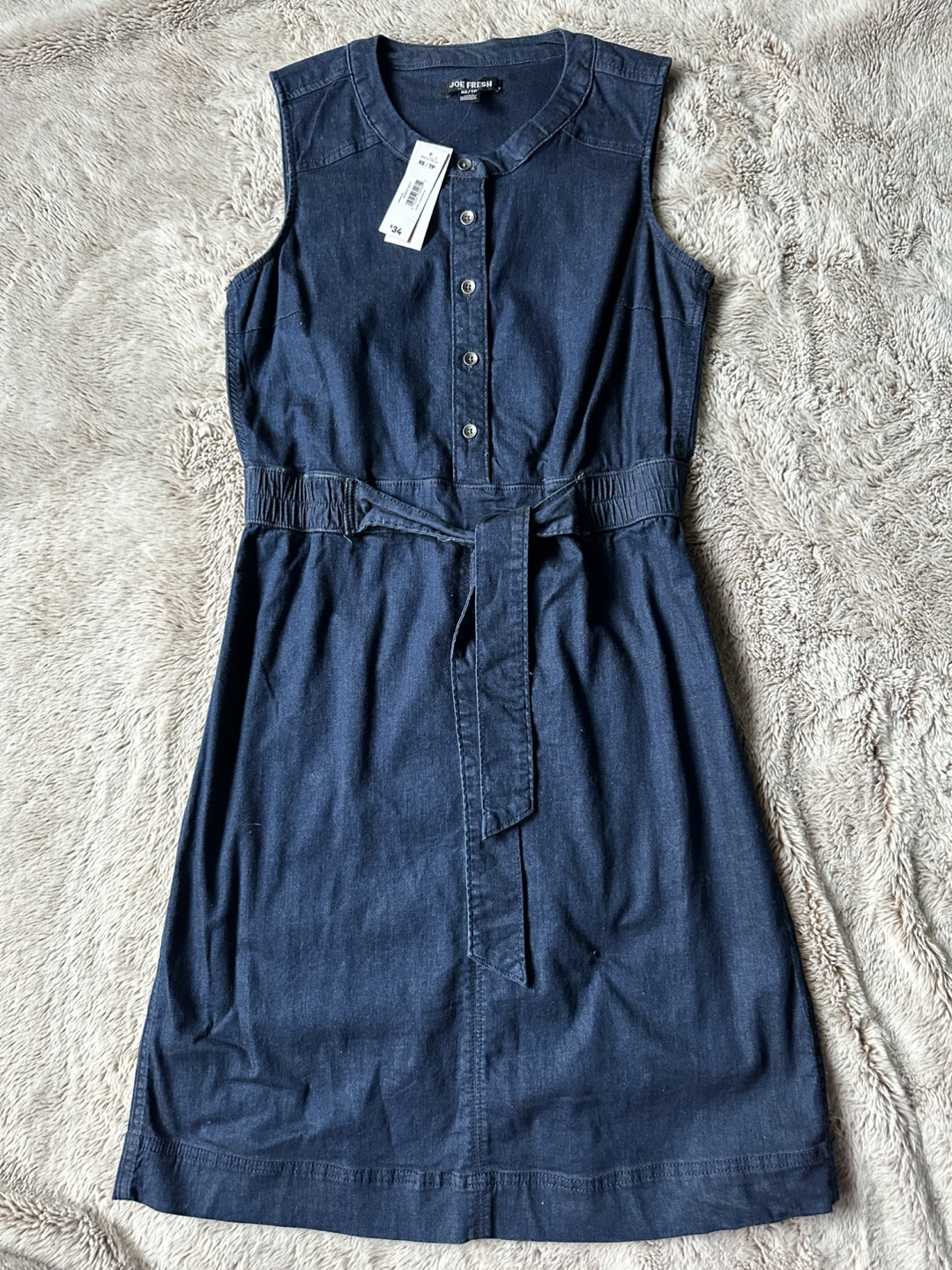 Joe Fresh Dark Wash Denim Sleeveless Dress Size XS