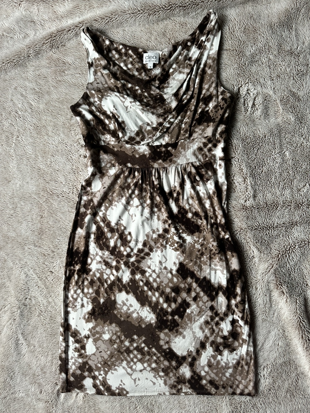 Cleo by Cleo Size 8 Brown and Beige Snakeskin Print Dress