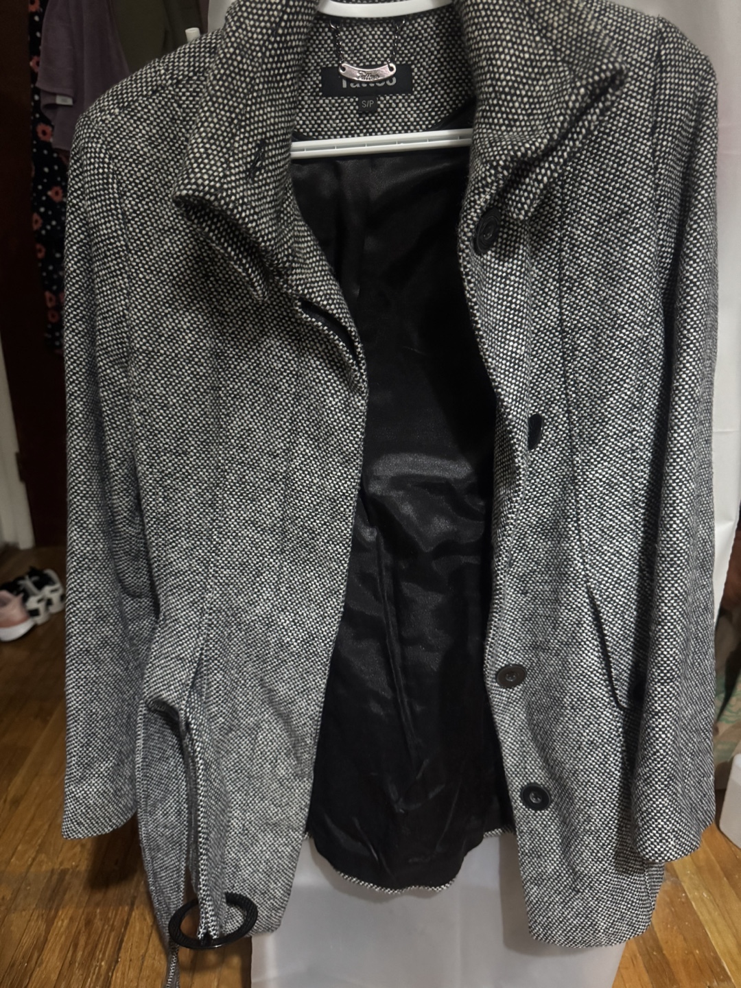 Women's Tattoo Brand Black and White Tweed Coat Size S/P - photo 3