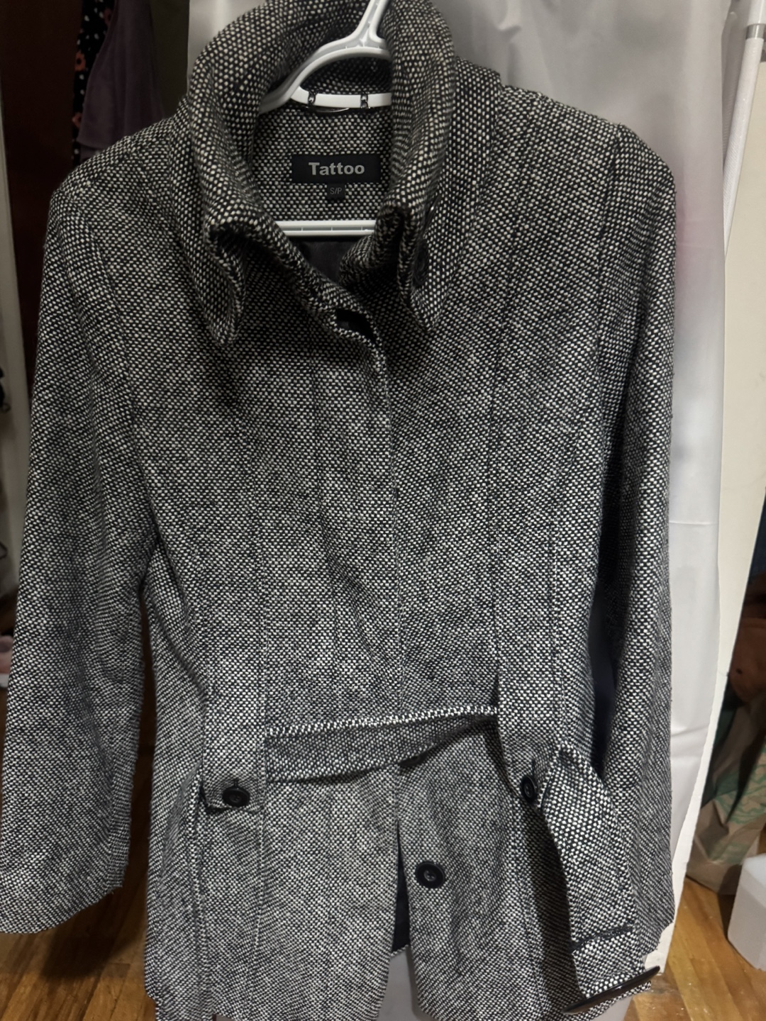 Women's Tattoo Brand Black and White Tweed Coat Size S/P