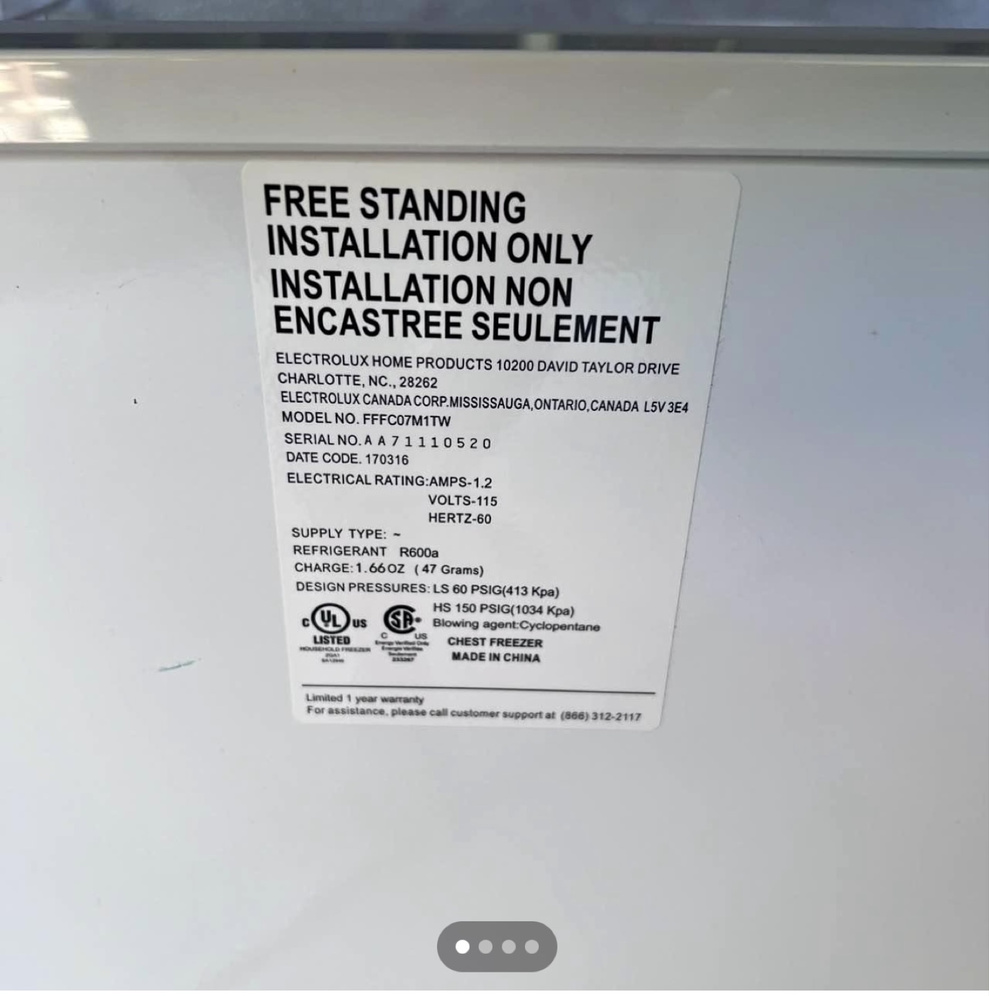 Frigidaire FFCC07M1TW 7 cu. ft. Chest Freezer - photo 4