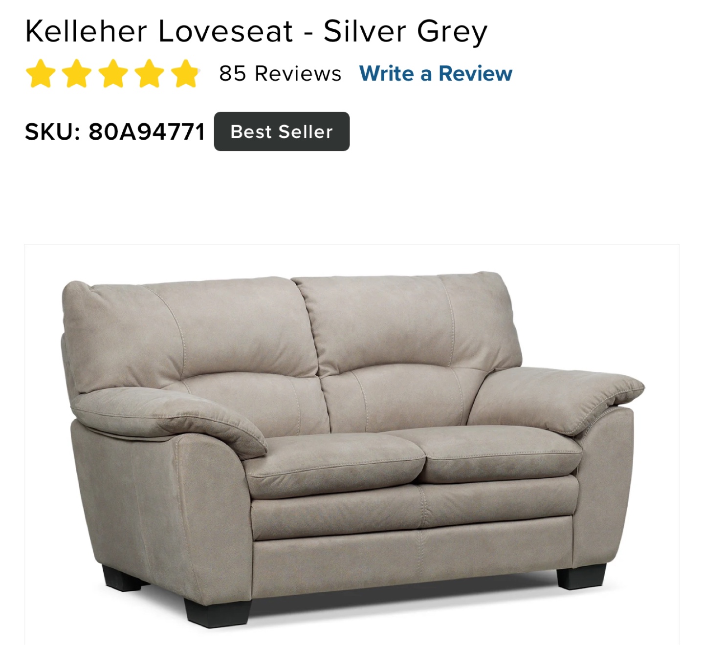 Kelleyher Loveseat - Silver Grey