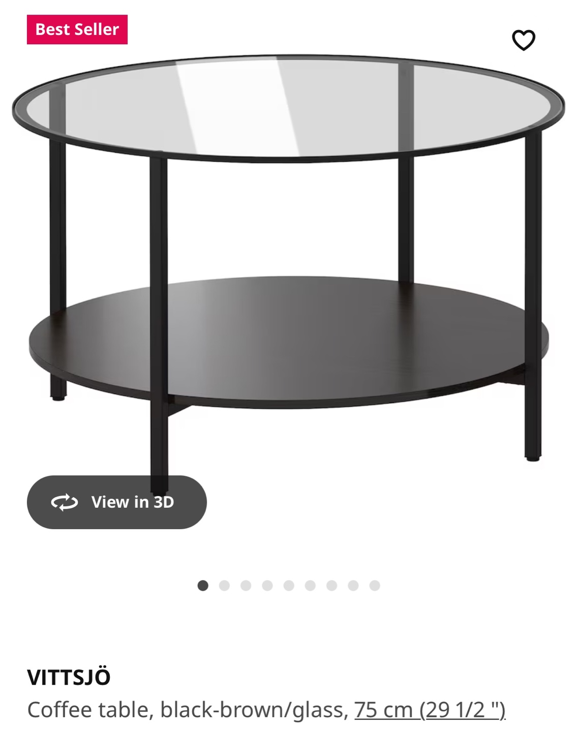 IKEA VITTSJÖ Coffee Table - Black-Brown/Glass