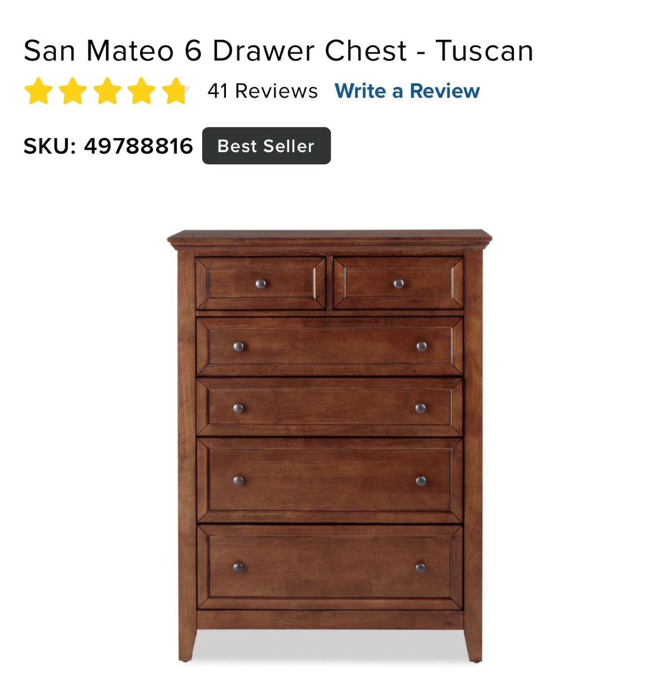 San Mateo 6-Drawer Chest - Tuscan