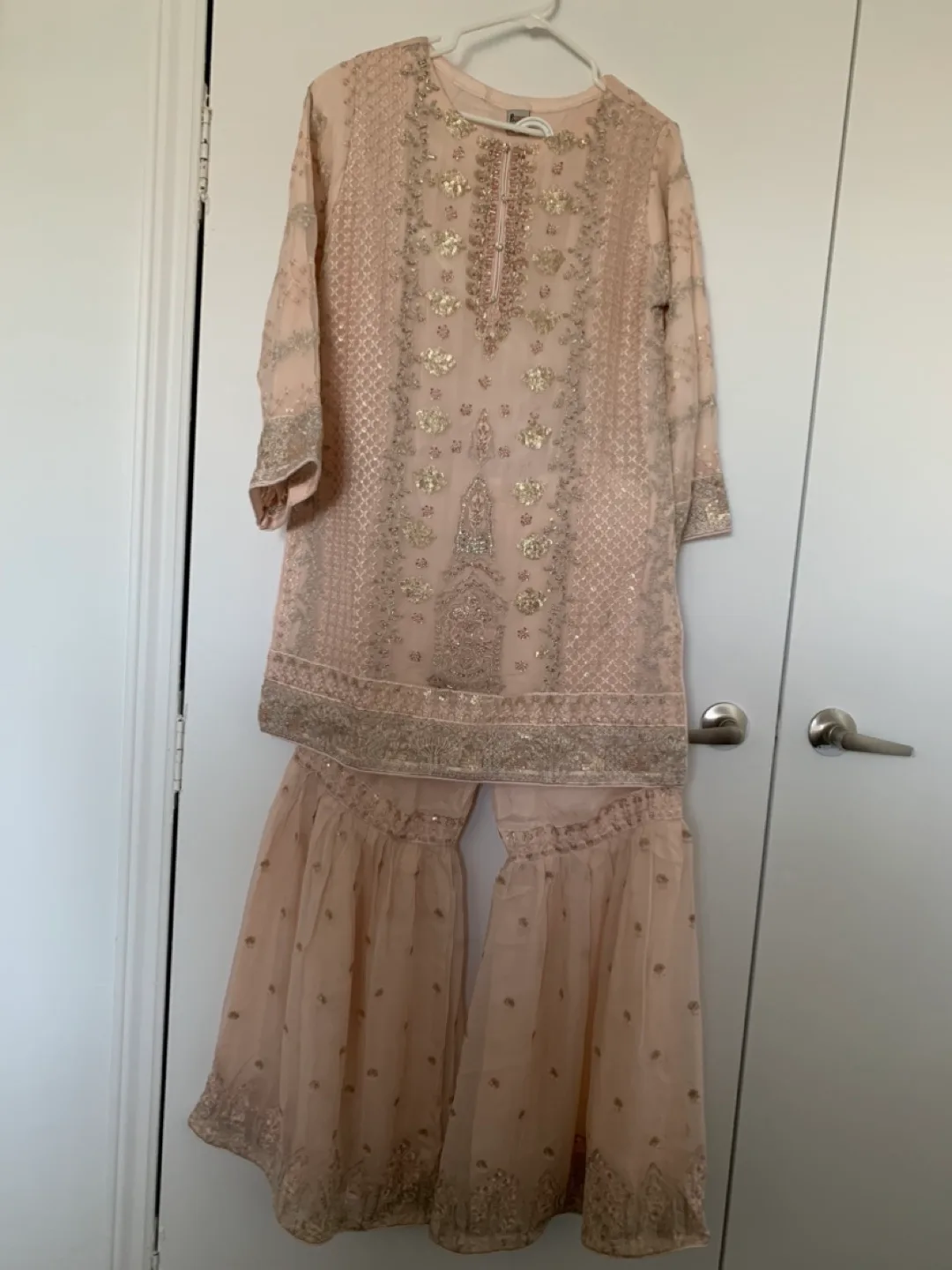 Gorgeous Embroidered Shalwar Kameez Set with Maroon Dupatta image indicator(10)