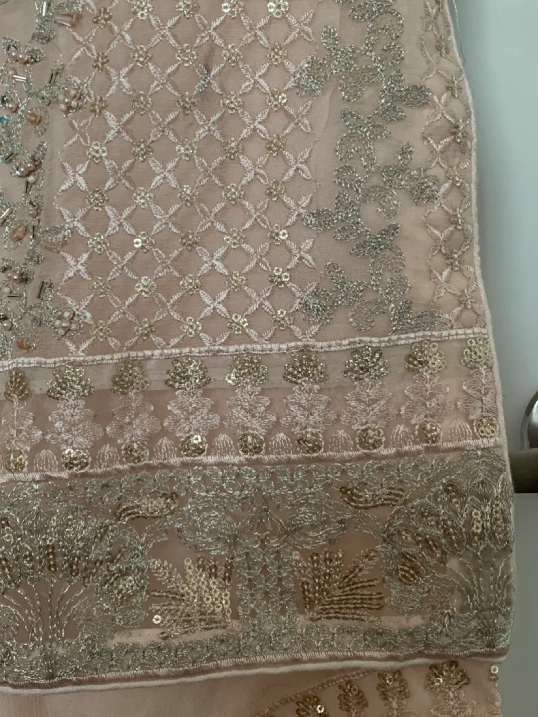 Gorgeous Embroidered Shalwar Kameez Set with Maroon Dupatta image indicator(8)