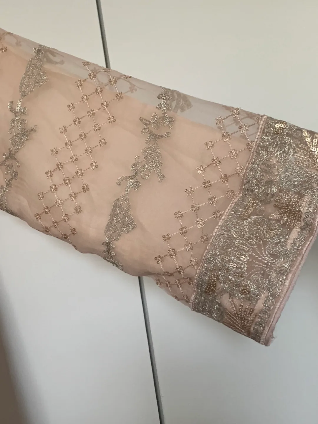 Gorgeous Embroidered Shalwar Kameez Set with Maroon Dupatta image indicator(4)