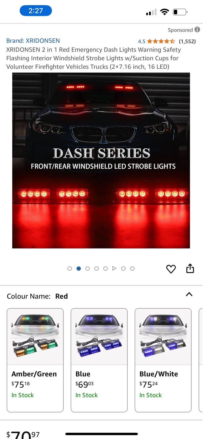 XRIDONSEN 2 in 1 blue Emergency Dash Lights