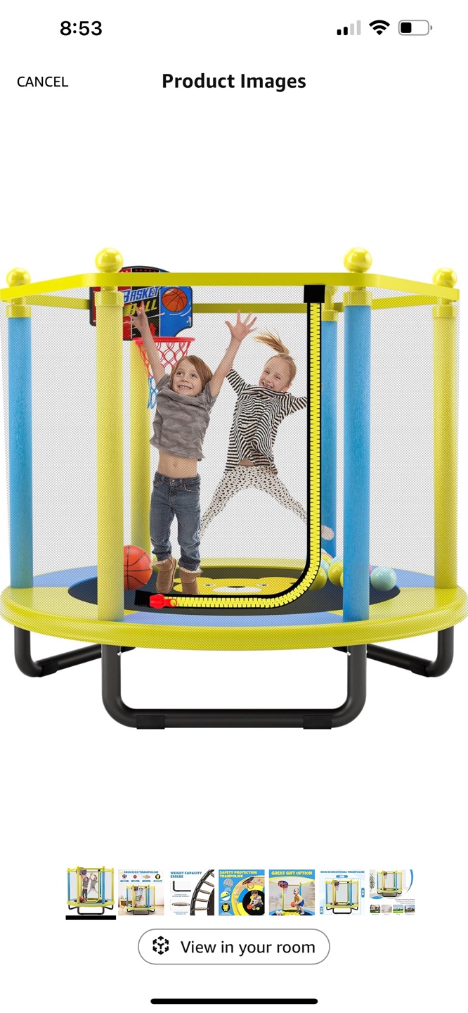 60in Kids Trampoline with Basketball Hoop